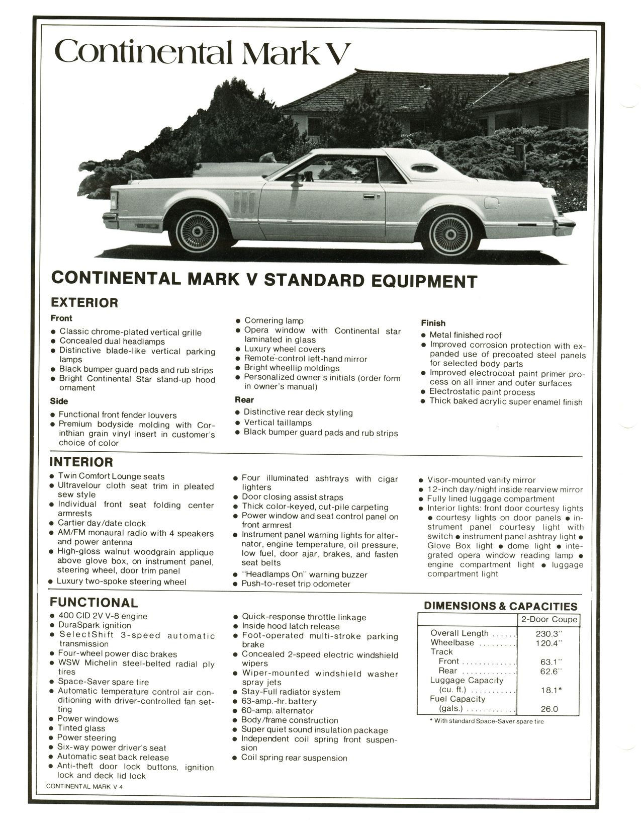 1977 Lincoln Continental Mark V Product Facts Book Page 61